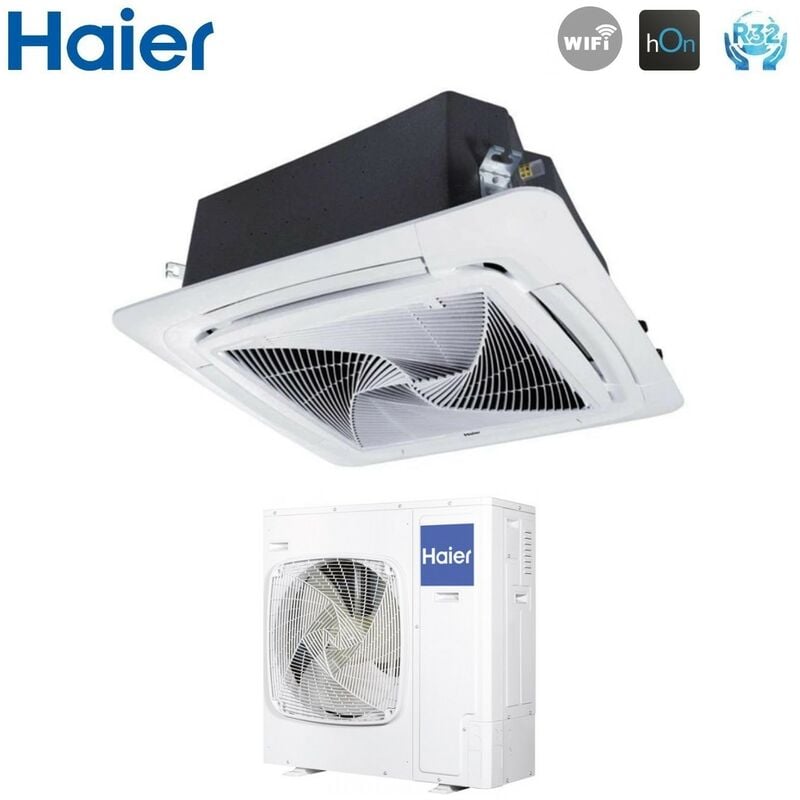 Haier - Climatiseur Cassette 90x90 Round Flow 36000 Btu ABH105H1ERG Monophasé R-32 Wi-Fi optionnel sans panneau de détection inclus sans commandes