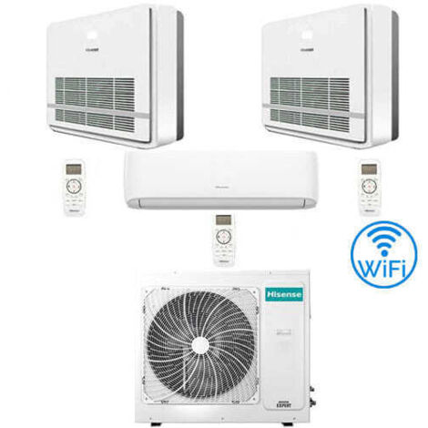 Climatiseur Hisense R32 Trial Split Inverter Hi Comfort Wifi avec console 12000 + 12000 + 12000 BTU avec U.E. 3AMW72U4RJC Classe A++/A+