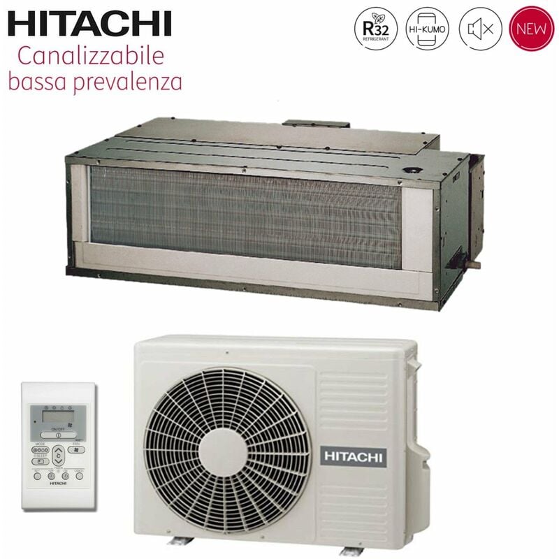 Hitachi - Climatiseur rèversible Ducted Low Head 12000 Btu RAD-35RPE R-32 Wi-Fi optionnel avec commande murale - Nouveau