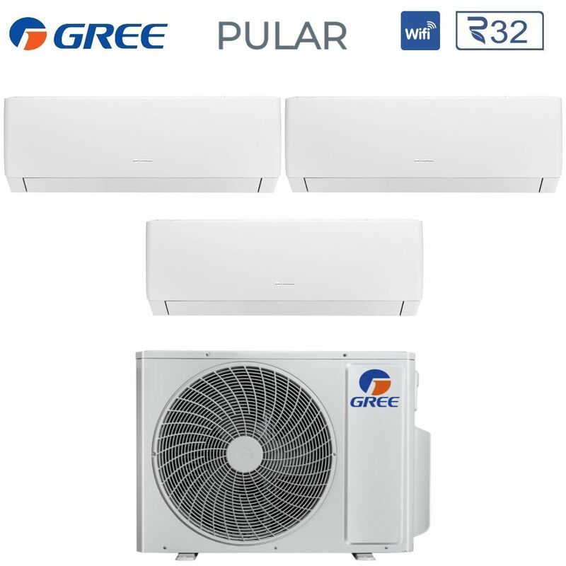 Climatiseur rèversible Trial Split Série pular 9+18+18 avec GWHD(42)NK6LO R-32 Wi-Fi intégré 9000+18000 btu