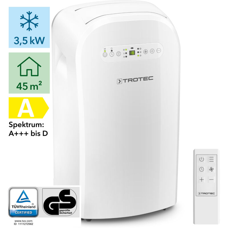 Trotec - Climatiseur mobile monobloc pac 3500 - Cat. a, 45m2, thermostat, télécommande