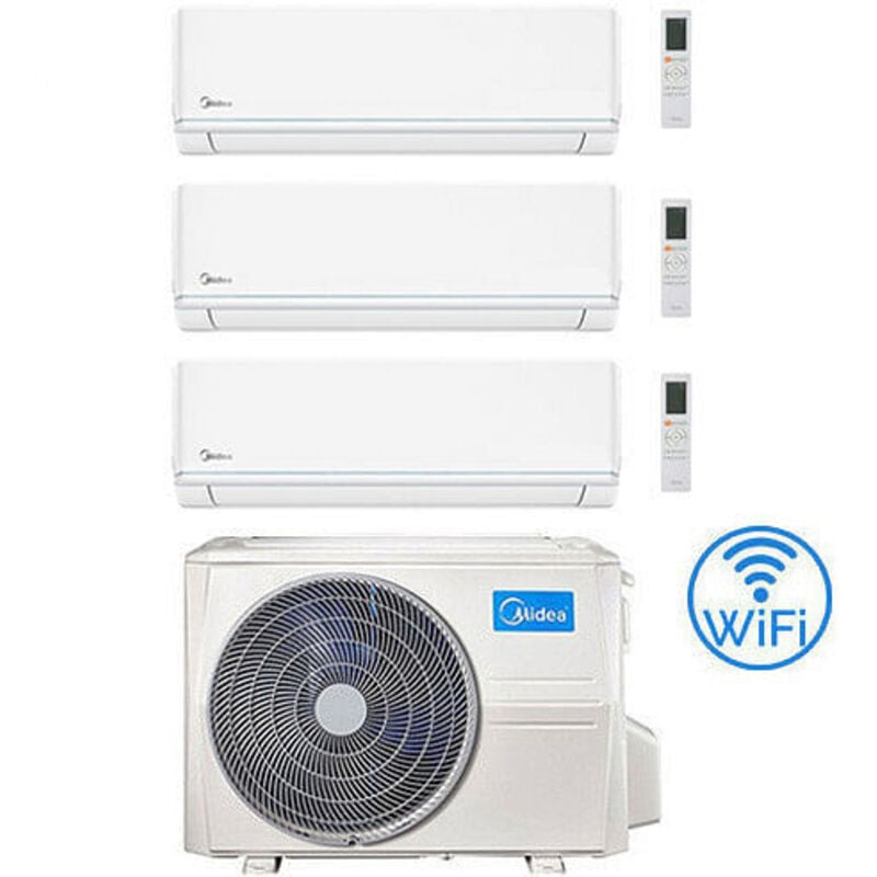 Midea - Climatiseur Evolution R32 WiFi 9000 + 12000 + 12000 btu avec eu. onduleur M3OF-27HFN8-Q Classe a++/a+