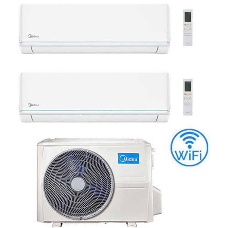 Midea - Climatiseur Evolution R32 WiFi Dual Split 9000 + 12000 btu avec eu. onduleur M2OE-18HFN8-Q Classe a++/a+
