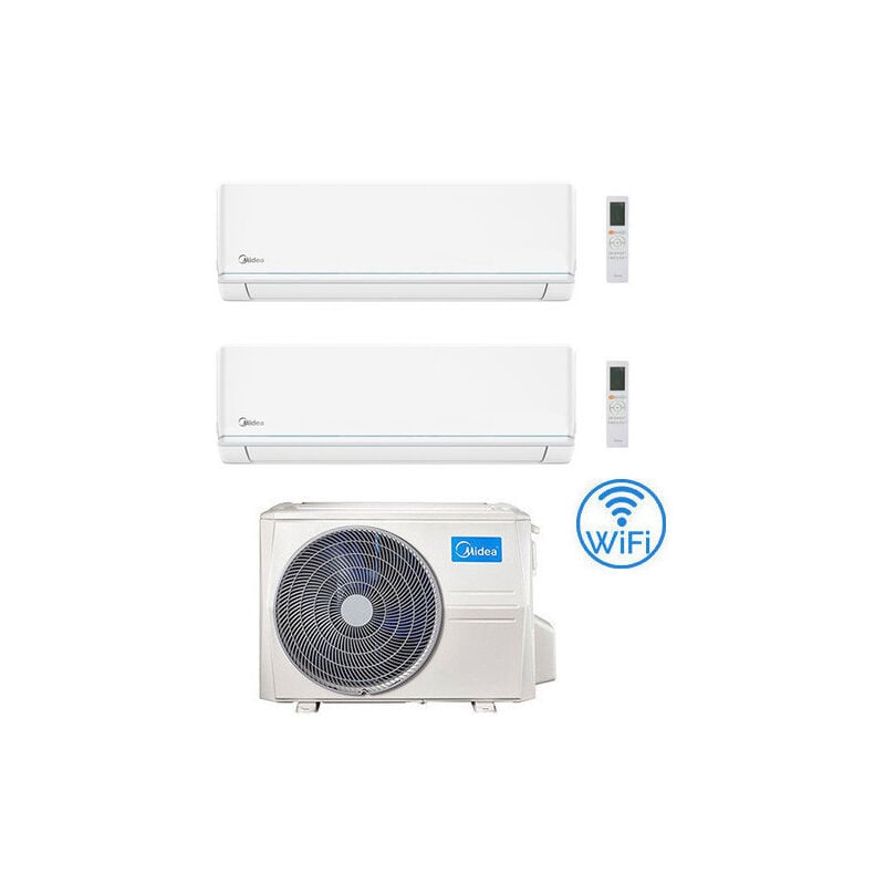 Midea - Climatiseur Evolution R32 WiFi Dual Split 9000 + 18000 btu avec eu. onduleur M2OE-18HFN8-Q Classe a++/a+