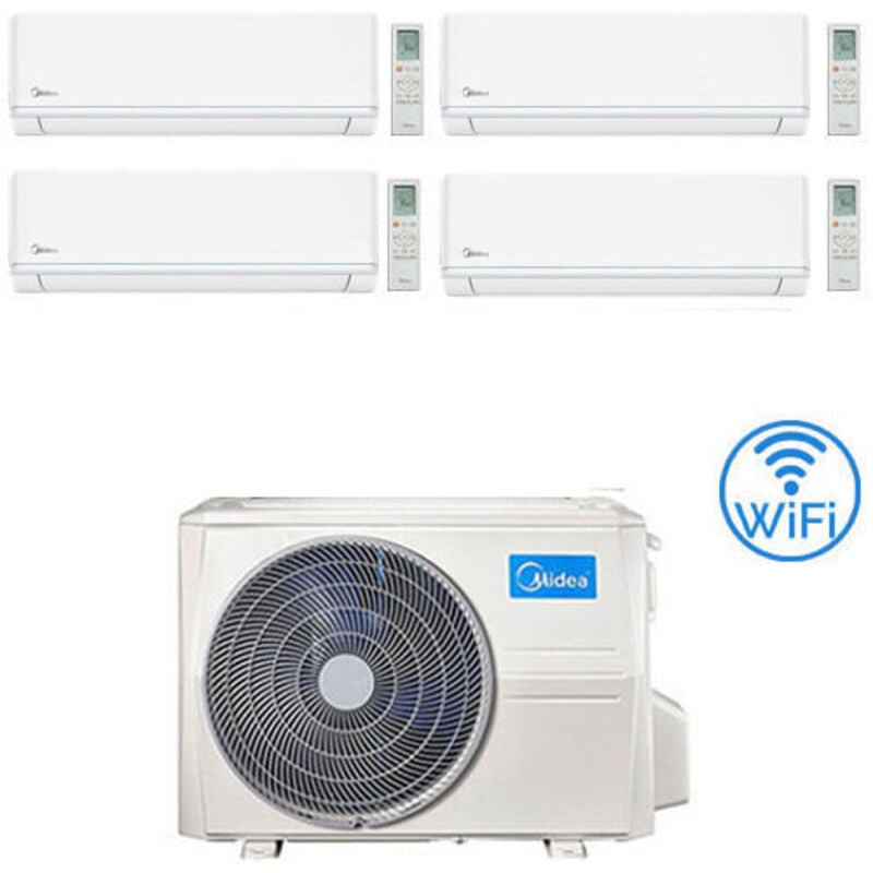 Climatiseur Midea Evolution WiFi R32 Quadri Split 9000 + 9000 + 9000 + 12000 BTU avec U.E. ONDULEUR M4OE-28HFN8-Q Classe A++/A+
