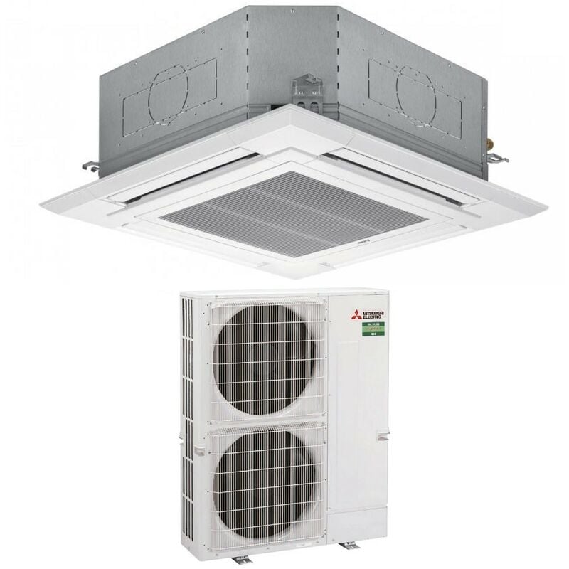 Climatiseur Mitsubishi Electric Cassette Power rèversible 90x90 4-Way 34000 Btu PLA-M100EA + PUZ-ZM100VKA Monophasé R-32 Wi-Fi optionnel avec grille