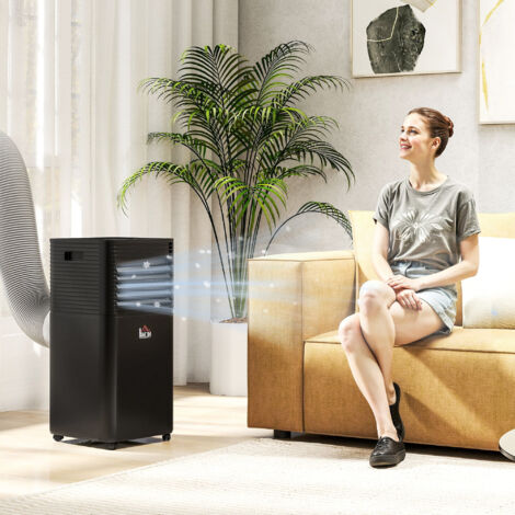 Climatiseur mobile 7000 BTU avec télécommande. minuterie 24H. jusqu'à 26 m². classe énergétique A. noir