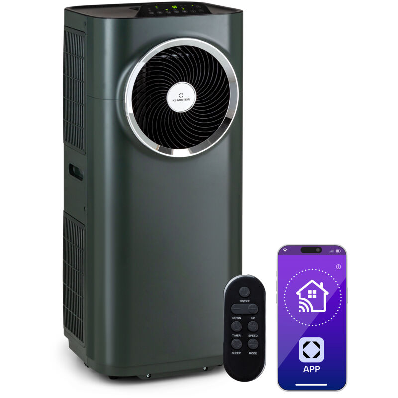 Klarstein - Climatiseur mobile, climatiseur 5 en 1, ventilateur, déshumidificateur, purificateur d'air & mode nuit, contrôle par application,