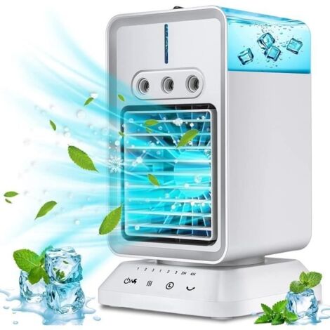 Climatiseur Mobile Silencieux, Mini Refroidisseur D'air Portable, Air Cooler 3 en 1 Ventilateur Purificateur Humidificateur A292