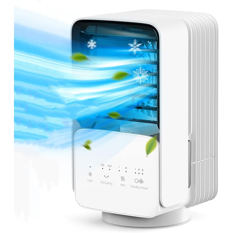 Tonchean - Climatiseur mobile silencieux,Climatiseur Portable, 4 en 1 Refroidisseur d'air, 700ML Climatiseur Mobile Silencieux, 120°Oscilación, 3