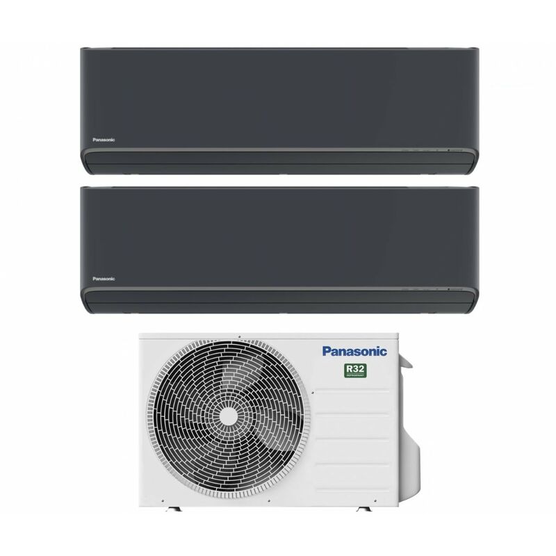 Panasonic - Climatiseur Dual Split rèversible Air Conditioner Series Etherea Dark 9+9 with CU-2Z50TBE R-32 Wi-Fi Integrated Colour Graphite Grey