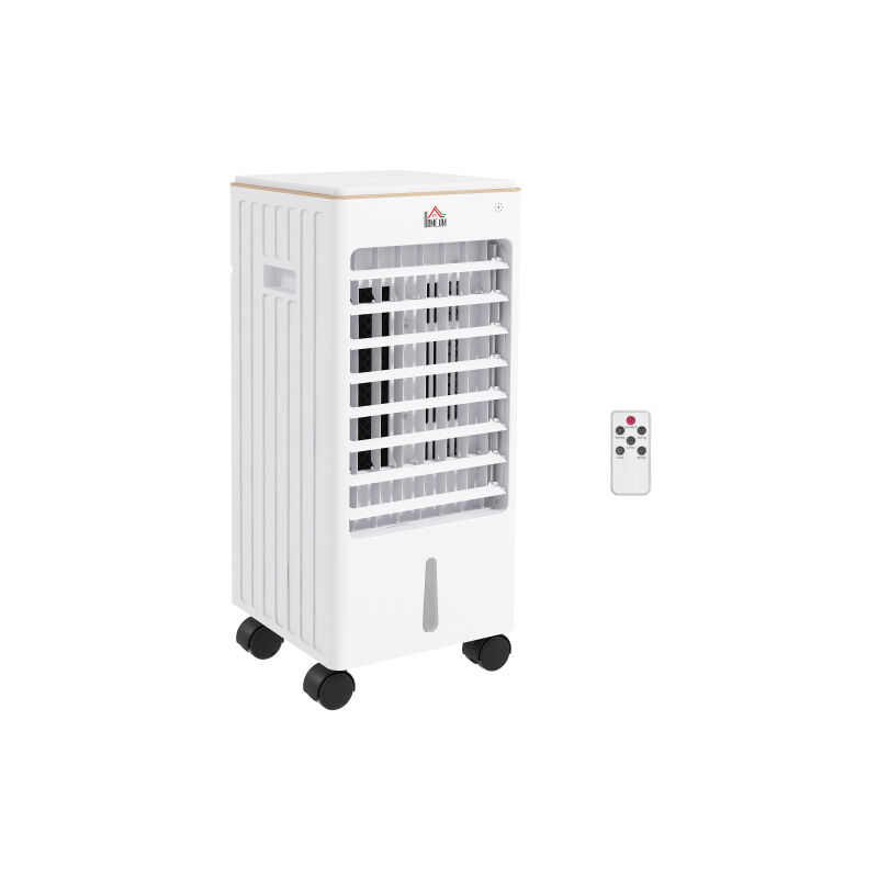 Climatiseur portable 3 en 1 65w pour 15 - 20 ℃, avec 3 modes et fonction de minuterie, mobile avec roulettes et poignée de transport, ABS, blanc