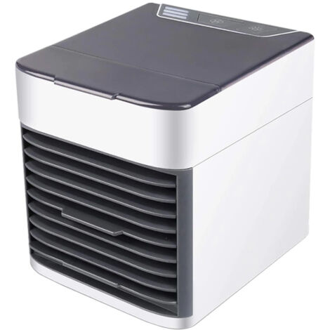 Climatiseur portable 3 en 1 : ventilateur, rafraîchisseur d'air, humidificateur et purificateur d'air. Climatiseur de bureau USB avec réservoir d'eau et veilleuse LED 7 couleurs