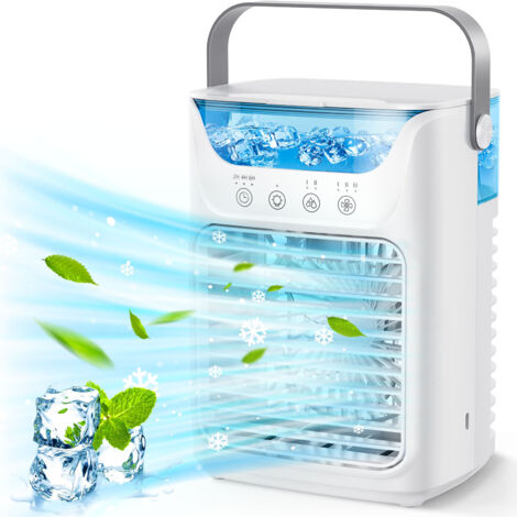 Climatiseur portable, 3 vitesses de vent et 7 lumières LED, grand réservoir d'eau de 700 ml, adapté à la chambre, à la voiture, à la maison, camping