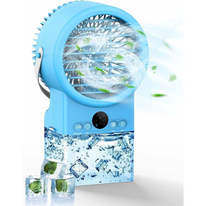 Climatiseur portable, 4 en 1, refroidisseur d'air, humidificateur, ventilateur, veilleuse, climatiseur portable avec minuterie, lumière 7 couleurs, 3