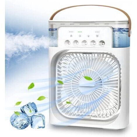 Climatiseur portable, mini ventilateur personnel 3 en 1 avec vaporisateur d'eau et évaporation à 3 vitesses (blanc)
