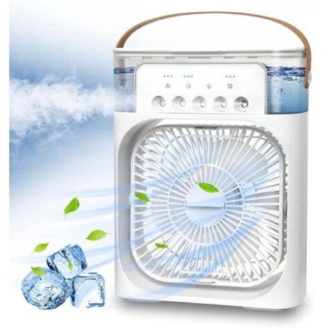 Climatiseur portable, mini ventilateur personnel 3 en 1 avec vaporisateur d'eau et évaporation à 3 vitesses (blanc)
