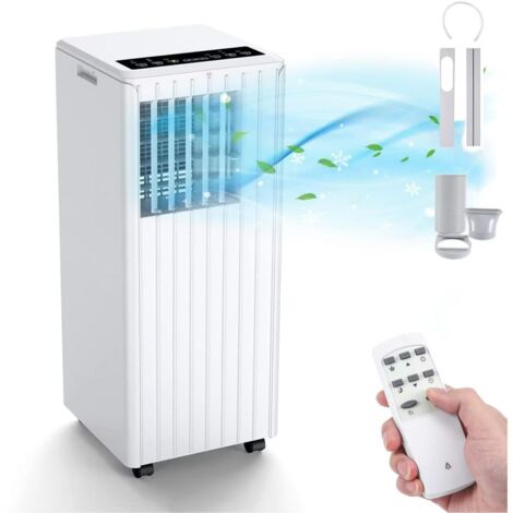 Climatiseur portable silencieux, 7000 BTU, rafraîchisseur d'air, déshumidificateur, équipé d'une télécommande et d'un kit de fixation pour fenêtre