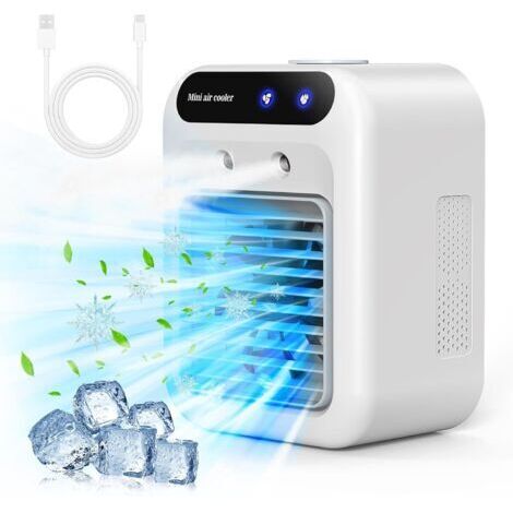 Climatiseur portable silencieux, refroidisseur d'air de 500 ml, 2 vitesses de vent, 2 modes de pulvérisation, mini climatiseur pour chambre, bureau