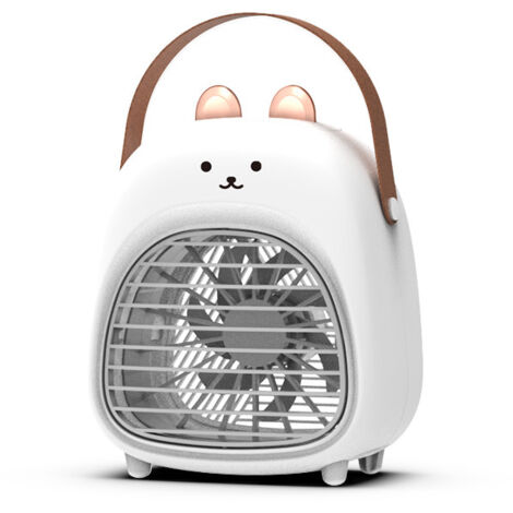 Climatiseur portable, ventilateur par évaporation, 3 vitesses, 2 brumisateurs, mini climatiseur personnel USB en forme (blanc)