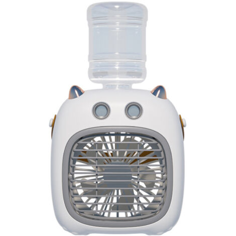 Climatiseur portable, ventilateur par évaporation, 4 vitesses, mini climatiseur personnel USB, design dessin animé (gris)