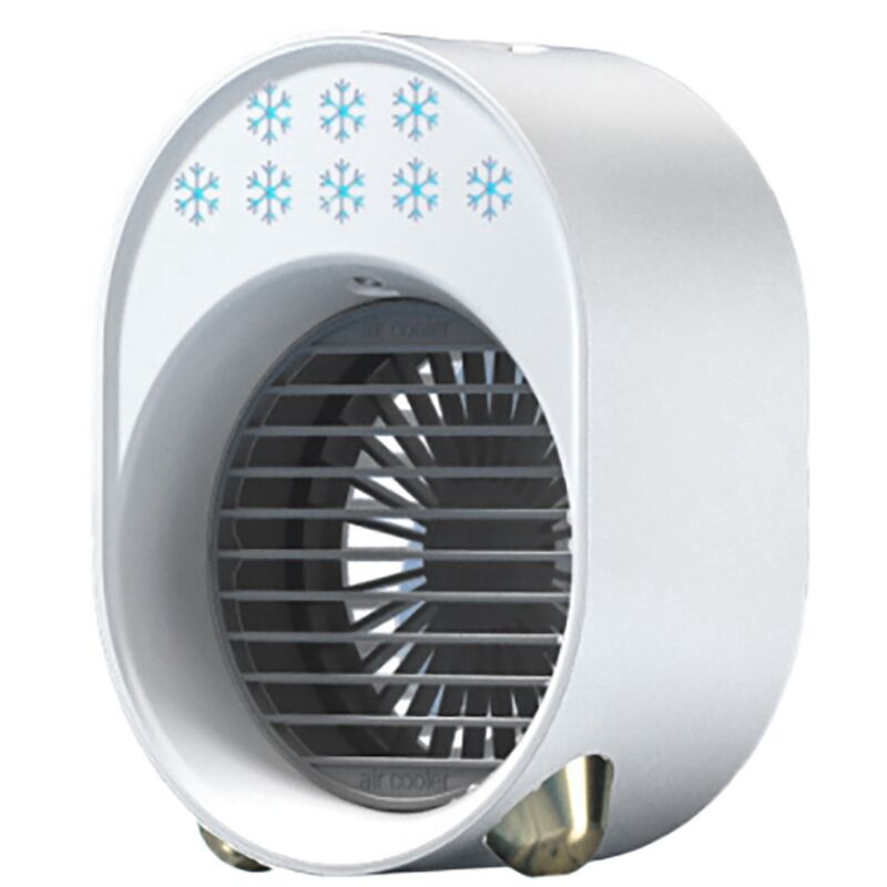 Climatiseur Portable Ventilateur éVaporatif Silencieux Ventilateur de Bureau usb Rechargeable 3 Vitesses led Humidificateur de Bureau de Nuit Blanc