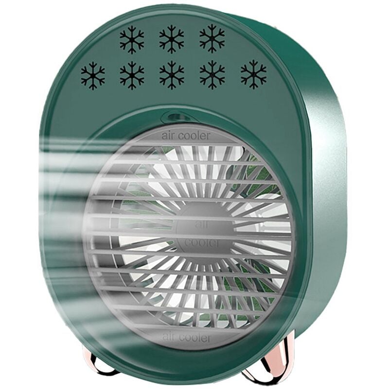 Climatiseur Portable Ventilateur éVaporatif Silencieux Ventilateur de Bureau USB Rechargeable 3 Vitesses LED Humidificateur de Bureau de Nuit Vert