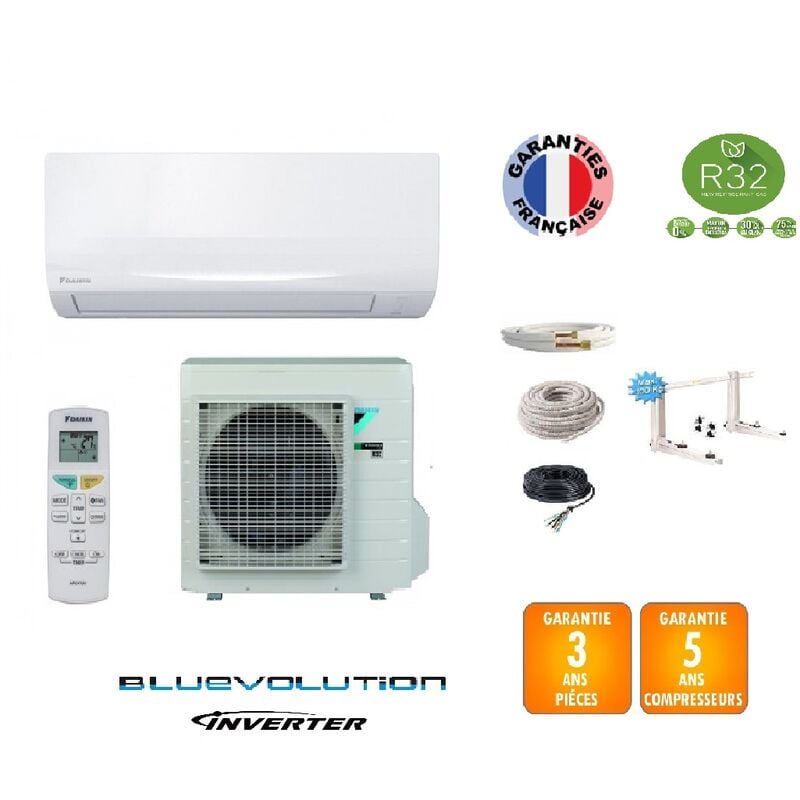 Climatiseur réversible Mono-split Daikin FTXF20E + RXF20E + kit de pose 5 mètres bluevolution a++