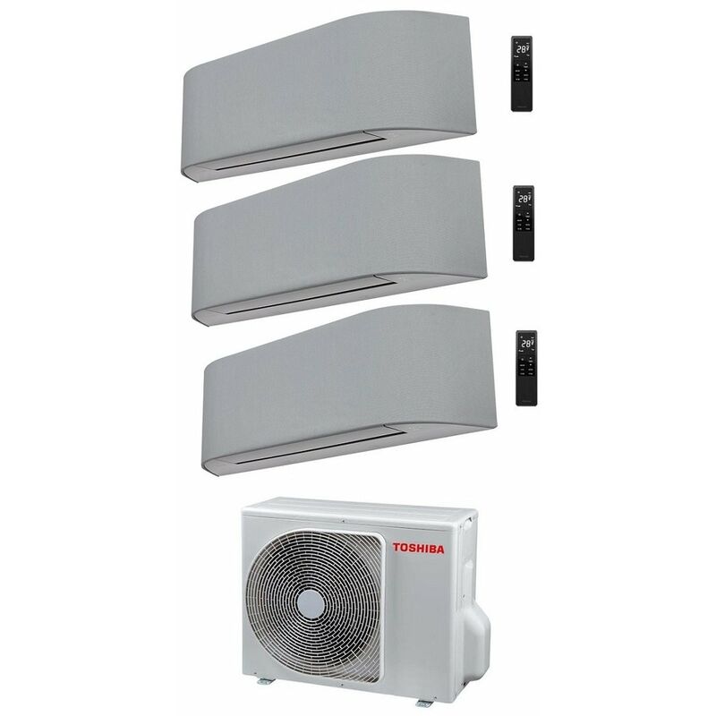 Toshiba - Climatiseur Trial Split rèversible haori series 10000+10000+13000 (9000+9000+12000) avec RAS-3M18U2AVG-E Wi-Fi Intégré Gris clair/Gris