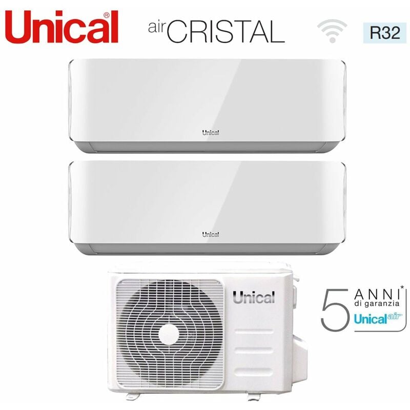 Unical - Climatiseur Dual Split rèversible Air Conditioner Series air cristal 10+10 with XMX2 18HE R-32 Wi-Fi Optional 10000+10000