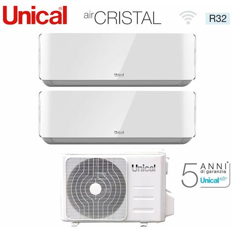 Climatiseur Unical Dual Split rèversible Air Conditioner Series AIR CRISTAL 10+10 with XMX2 18HE R-32 Wi-Fi Optional 10000+10000