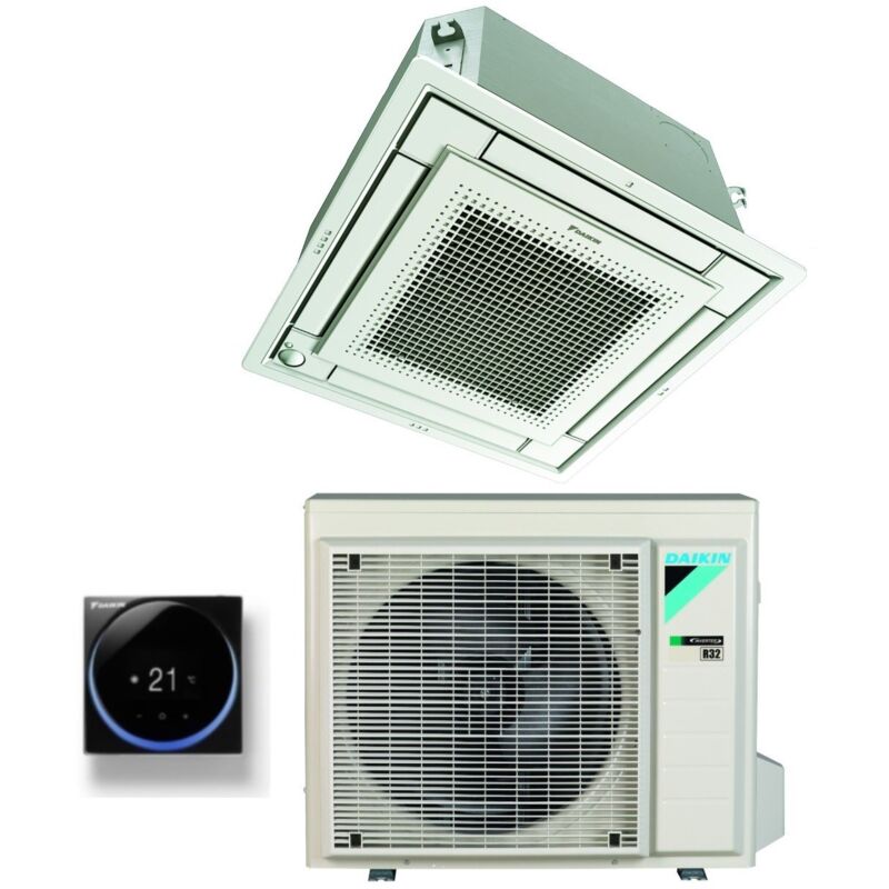 Climatiseur à cassette entièrement plat 9000 btu ffa25a9 r-32 wi-fi en option avec grille incluse classe a++/a+ - garantie europèenne sans