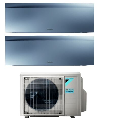 Climatizzatore Condizionatore Daikin Bluevolution Dual Split Inverter serie EMURA SILVER III 7+15 con 2MXM68N R-32 Wi-Fi Integrato 7000+15000 Colore Argento - Garanzia Italiana