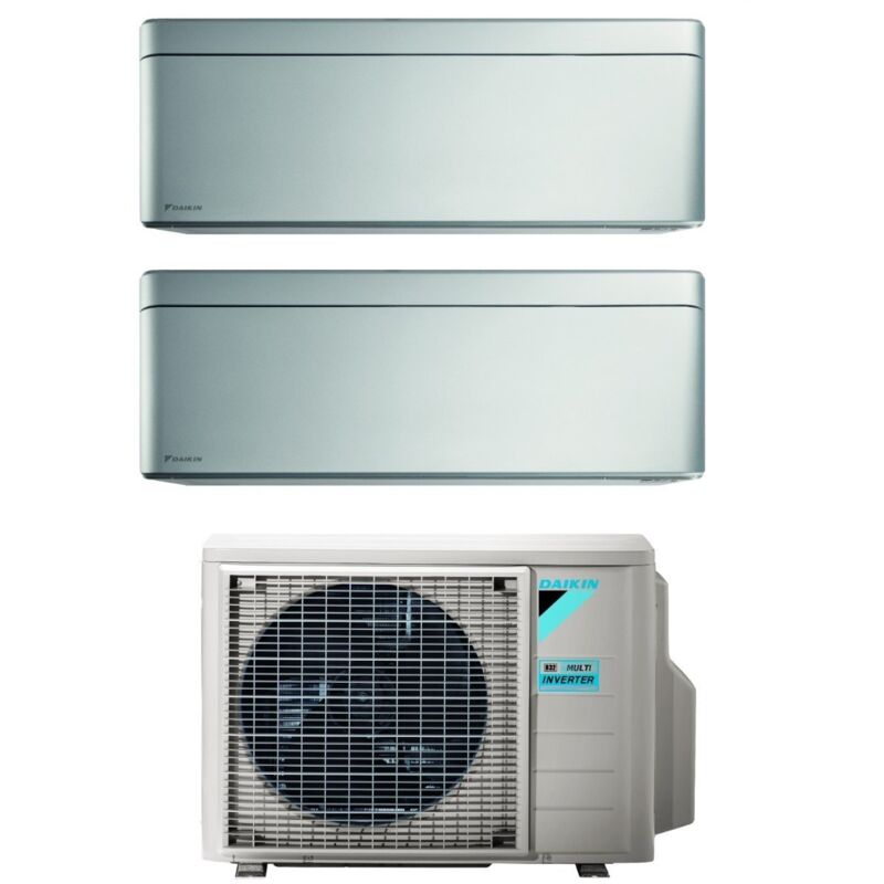 Daikin - Climatizzatore Condizionatore Bluevolution Dual Split Inverter serie stylish total silver 7+12 con 2MXM40A R-32 Wi-Fi Integrato 7000+12000