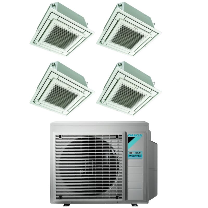 Daikin - Climatizzatore Condizionatore Bluevolution Inverter Quadri Split a Cassetta ffa-a 9+9+9+12 con 4MXM68N R-32 Wi-Fi Optional Con Griglia
