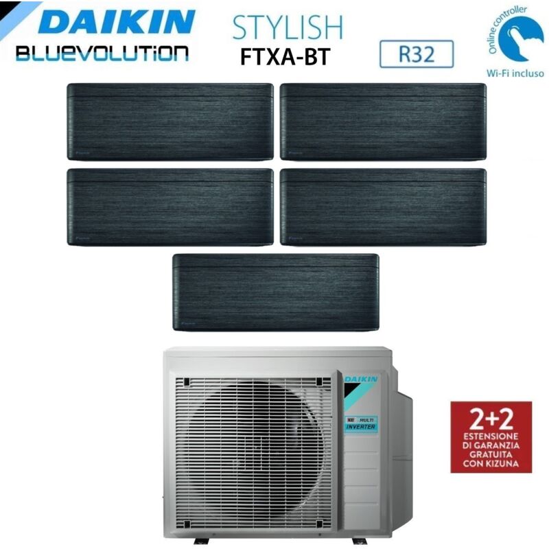 Daikin - Climatizzatore Condizionatore Bluevolution Penta Split Inverter serie ftxa-bt stylish real blackwood 9+9+9+12+12 con 5MXM90N R-32 Wi-Fi
