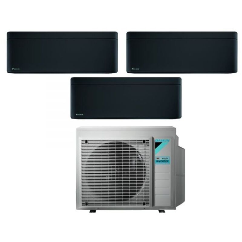 Daikin - Climatizzatore Condizionatore Bluevolution Trial Split Inverter serie stylish total black 7+12+12 con 3MXM52N R-32 Wi-Fi Integrato
