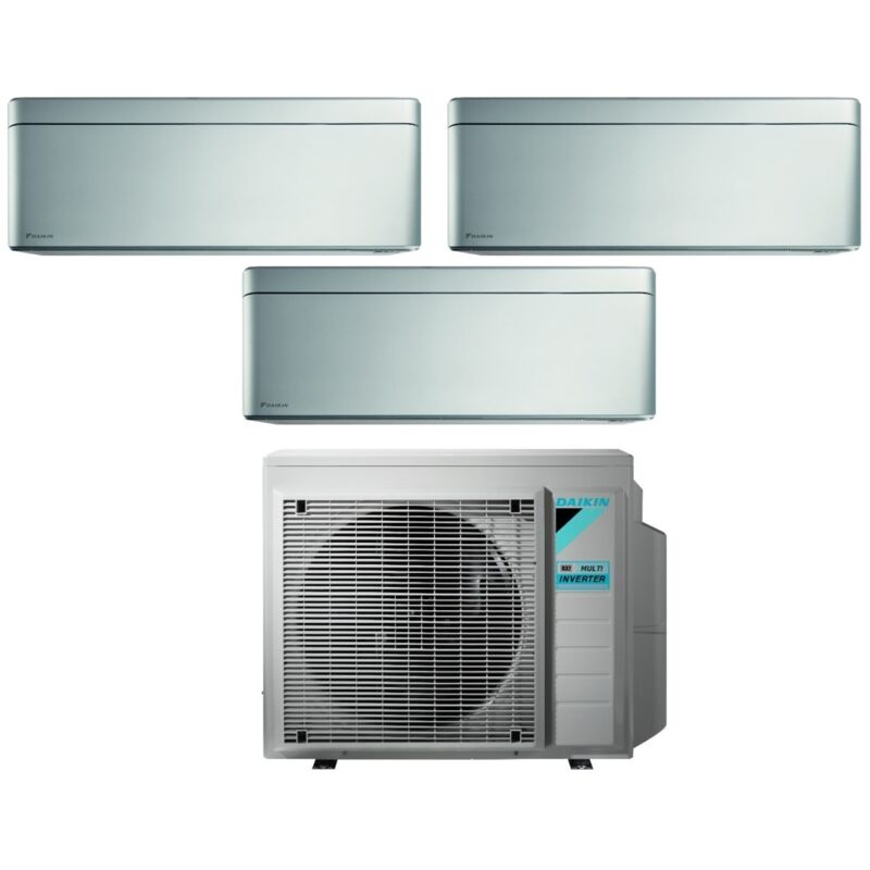Daikin - Climatizzatore Condizionatore Bluevolution Trial Split Inverter serie stylish total silver 7+12+15 con 3MXM68N R-32 Wi-Fi Integrato