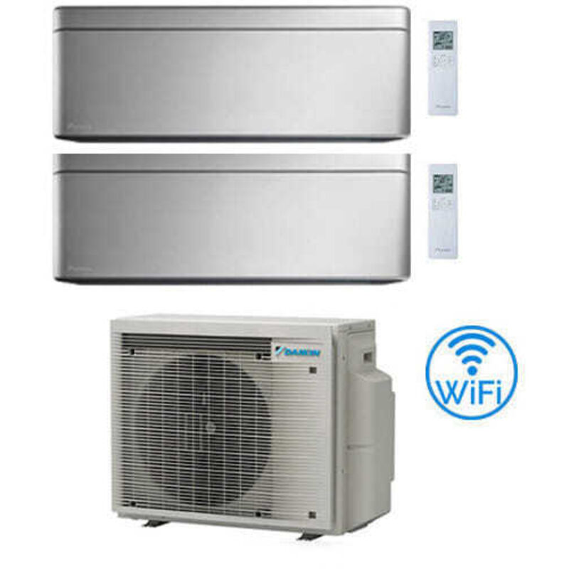 Daikin - Climatizzatore garanzia italia Stylish Silver WiFi Dual Split Inverter 9000 + 12000 btu con u.e. 2MXM68A9 Classe a+++/a++ novita' 2024