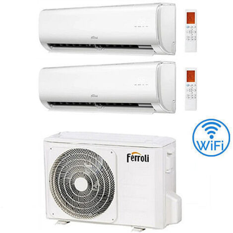 Climatizzatore Condizionatore Ferroli Serie Giada Wifi R32 Dual Split 12000 + 12000 BTU con U.E. 2CP001QF 21000 BTU 21-3 Classe A++/A+ NOVITA' 2023