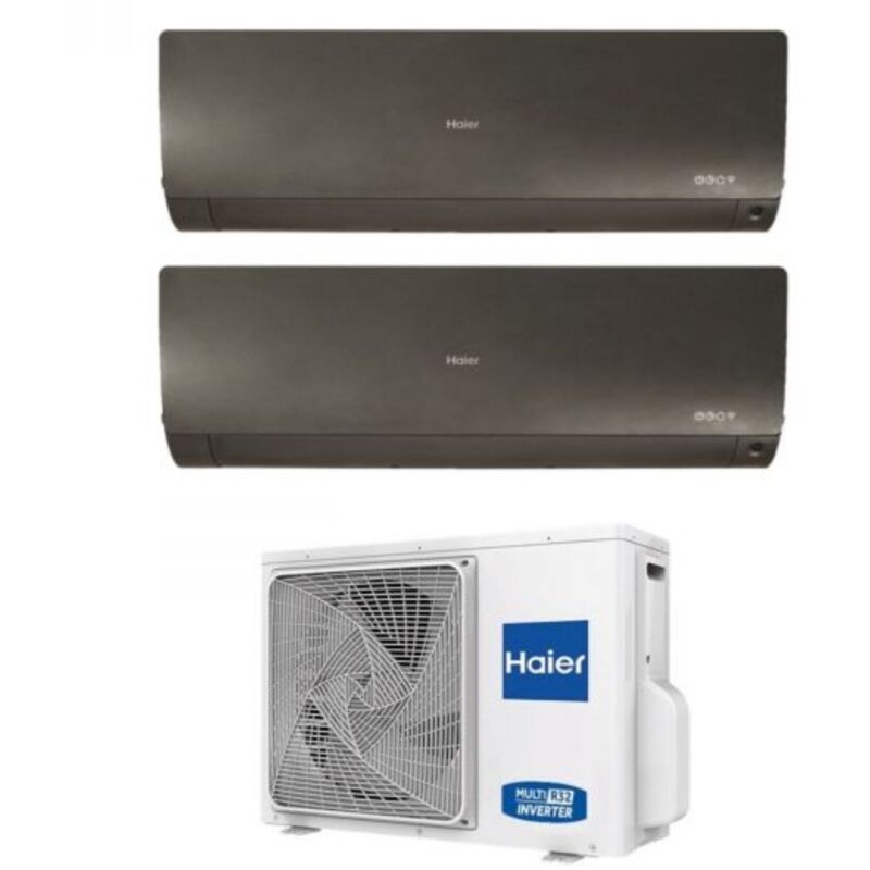 Climatizzatore Condizionatore Haier Dual Split Inverter serie flexis plus black 9+9 con 2U40S2SM1FA R-32 Wi-Fi Integrato Colore Nero 9000+9000