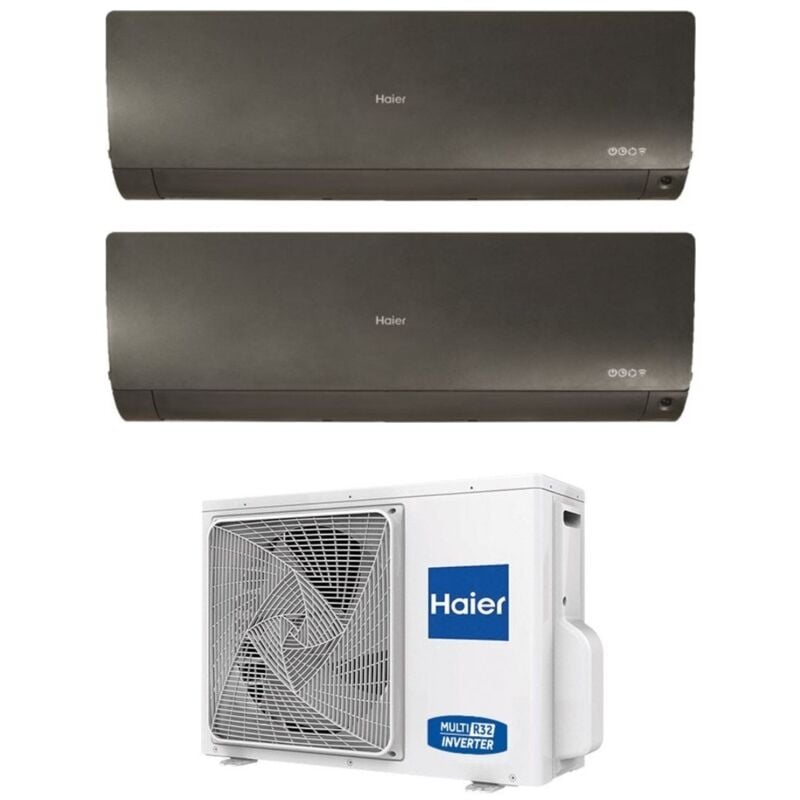 Climatizzatore Condizionatore Haier Dual Split Inverter serie flexis plus black 9+9 con 2U50S2SM1FA R-32 Wi-Fi Integrato Colore Nero 9000+9000