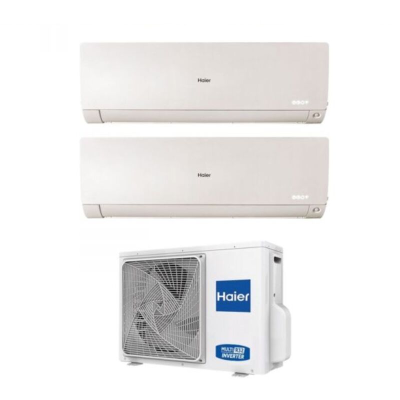 Climatizzatore Condizionatore Haier Dual Split Inverter serie FLEXIS PLUS WHITE 7+9 con 2U40S2SM1FA R-32 Wi-Fi Integrato Colore Bianco 7000+9000
