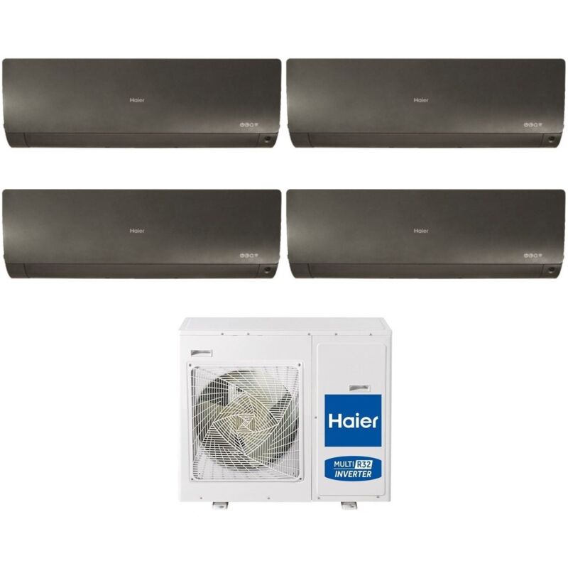 Climatizzatore Condizionatore Haier Quadri Split Inverter serie flexis plus black 7+7+9+9 con 4U85S2SR3FA R-32 Wi-Fi Integrato Colore Nero