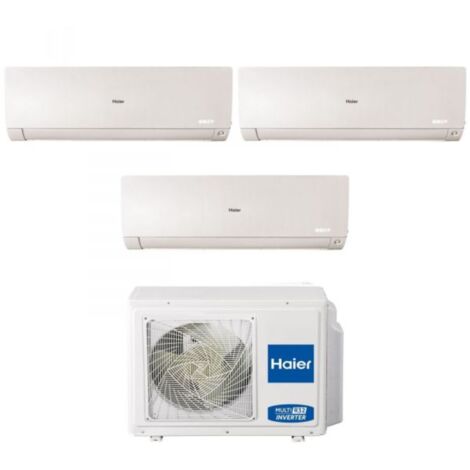 Climatizzatore Condizionatore Haier Trial Split Inverter serie FLEXIS PLUS WHITE 7+7+15 con 3U70S2SR3FA R-32 Wi-Fi Integrato Colore Bianco 7000+7000+15000