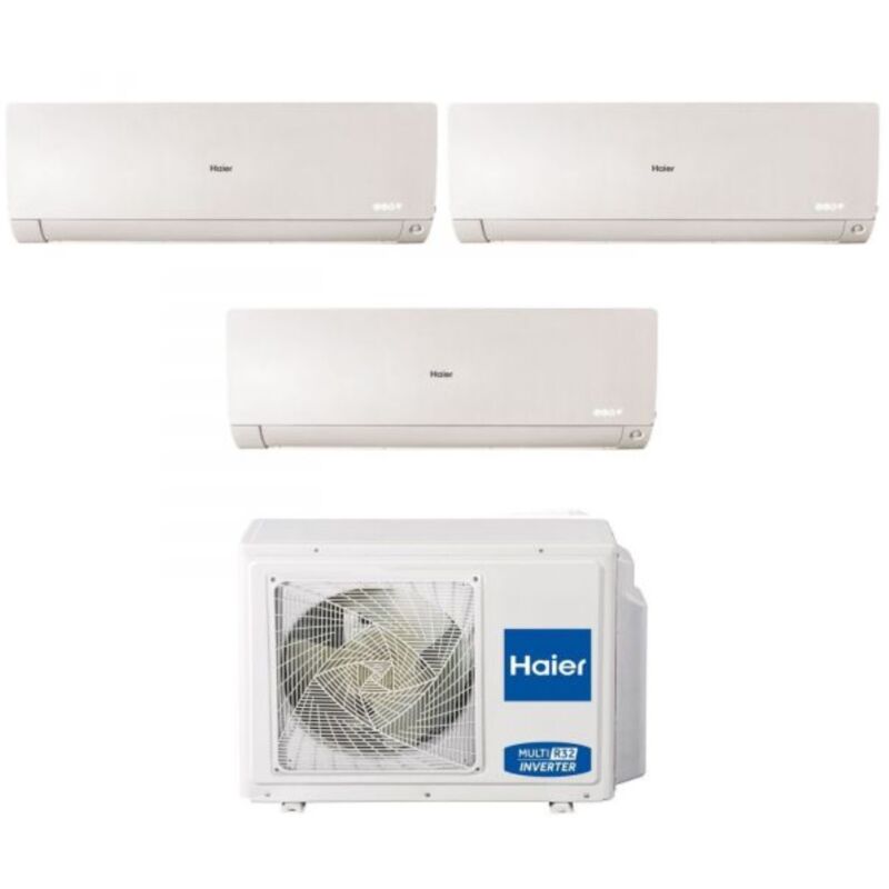 Climatizzatore Condizionatore Haier Trial Split Inverter serie FLEXIS PLUS WHITE 7+9+9 con 3U70S2SR3FA R-32 Wi-Fi Integrato Colore Bianco