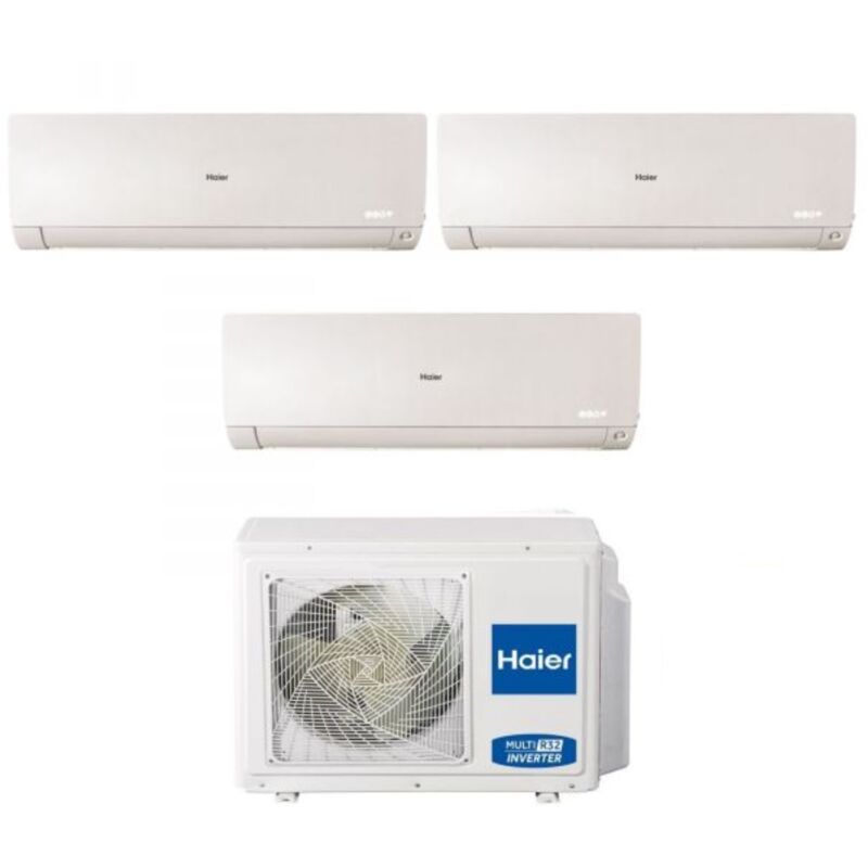 Climatizzatore Condizionatore Haier Trial Split Inverter serie flexis plus white 9+9+12 con 3U70S2SR3FA R-32 Wi-Fi Integrato Colore Bianco