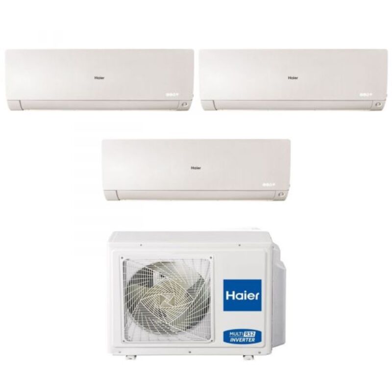 Climatizzatore Condizionatore Haier Trial Split Inverter serie flexis plus white 9+9+15 con 3U70S2SR3FA R-32 Wi-Fi Integrato Colore Bianco