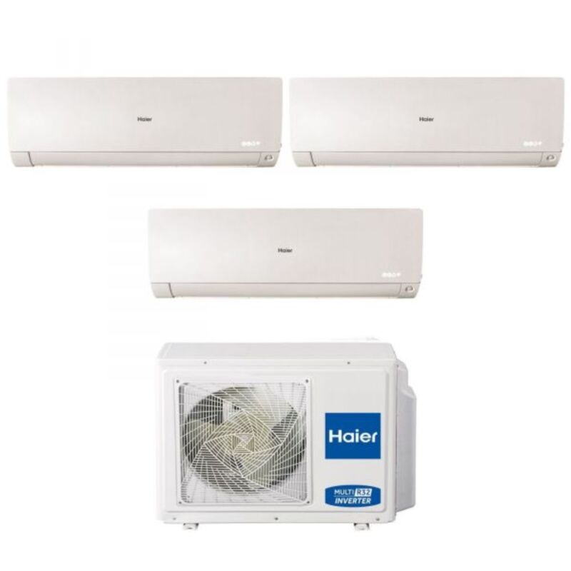Climatizzatore Condizionatore Haier Trial Split Inverter serie flexis plus white 9+9+9 con 3U70S2SR3FA R-32 Wi-Fi Integrato Colore Bianco