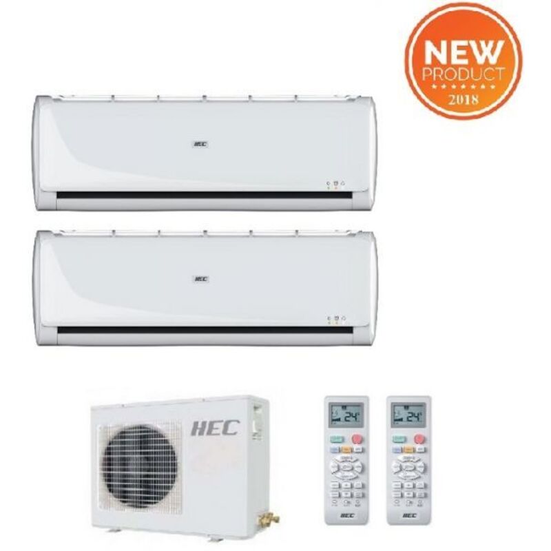 Climatizzatore condizionatore hec by Haier dual split inverter serie tide 9+12 con H2SU-18TK R-32 9000+12000